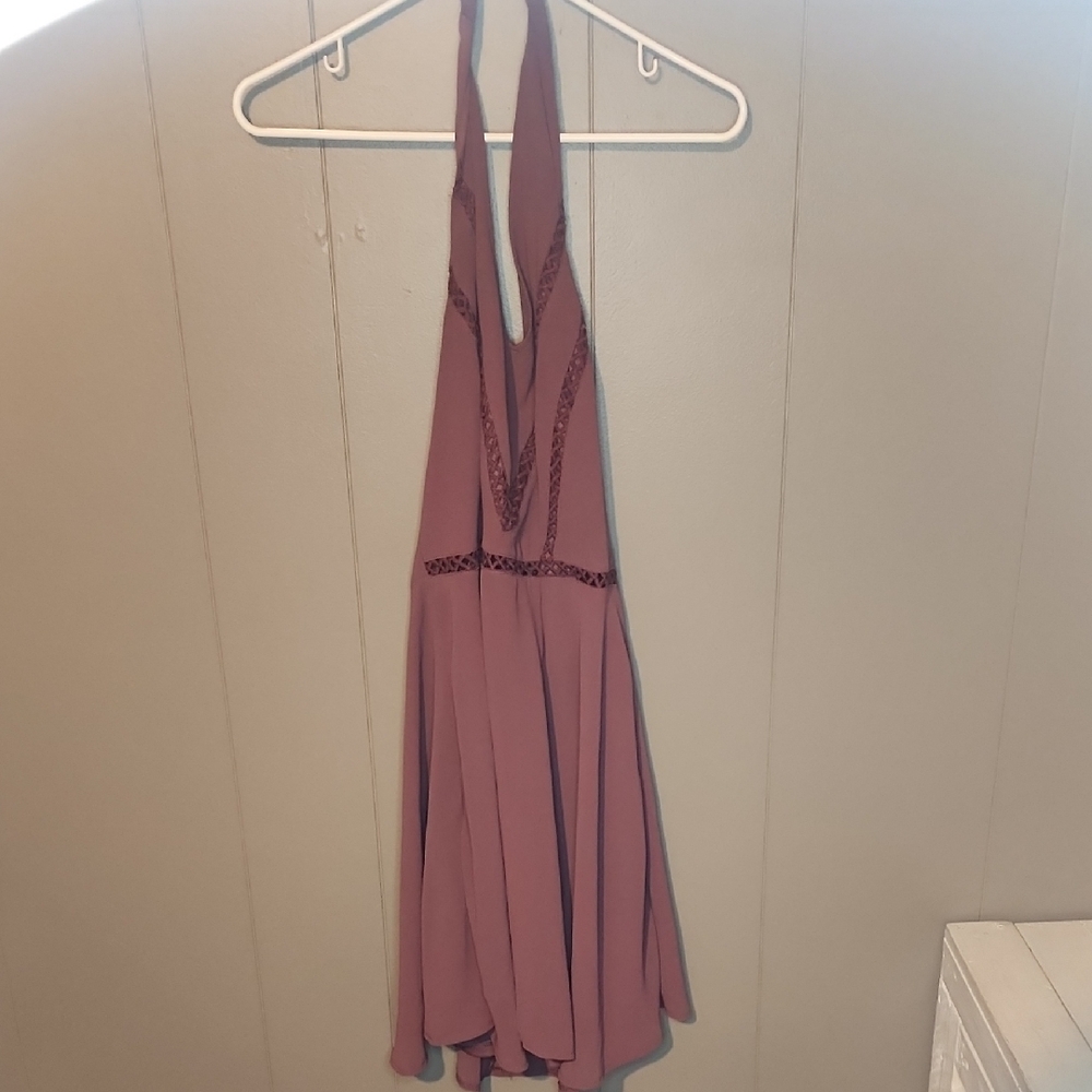 Elegant Mauve Halter Dress